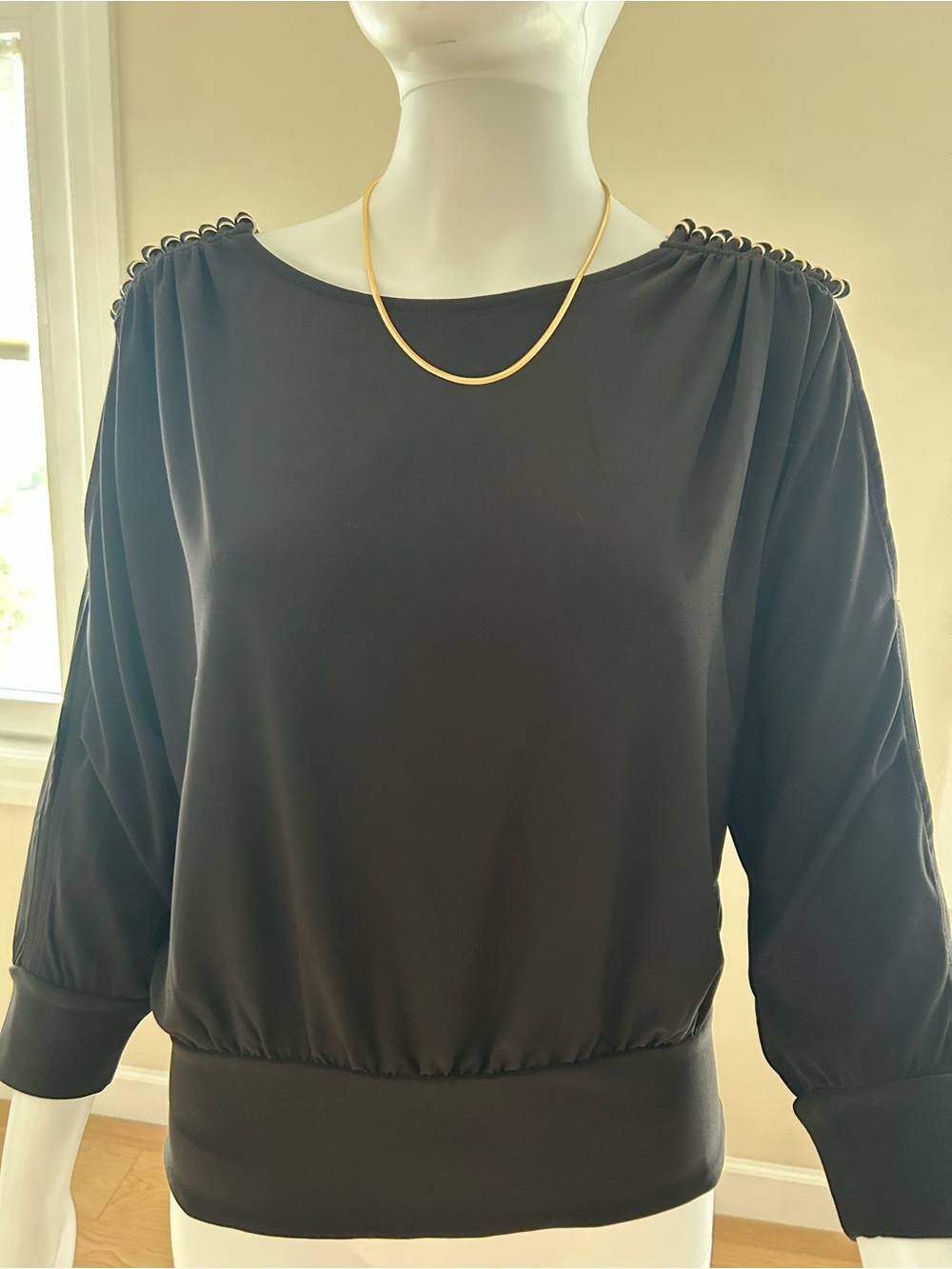 White House Black Market 
Black Split-Sleeve Top

New With Tags
